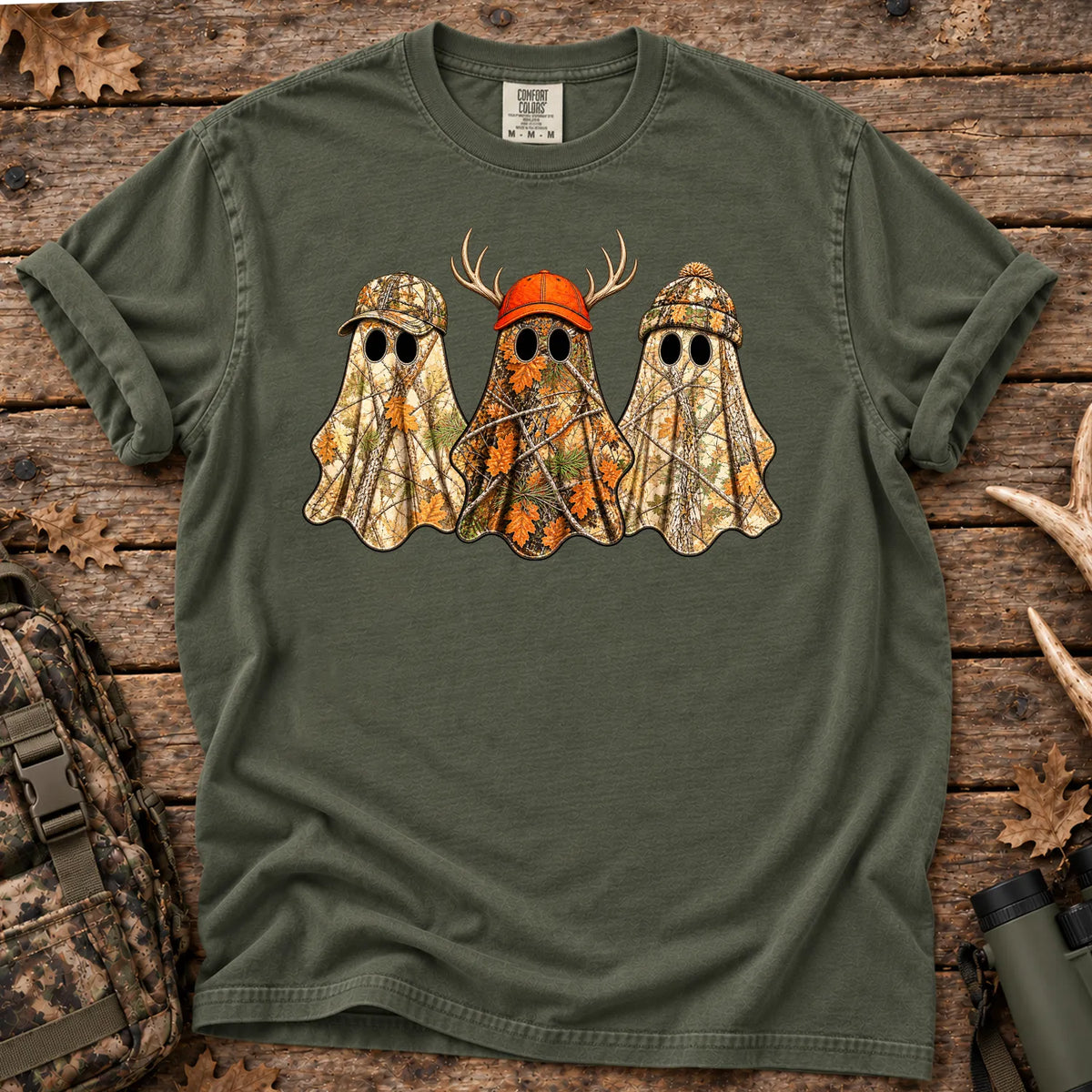 Boo Hunting Ghost T-Shirt in Moss