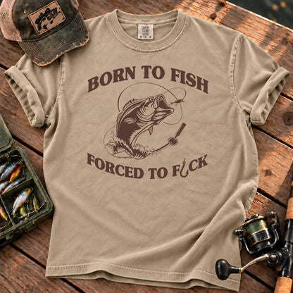 Born to Fish Adult Humor T-Shirt in Sandstone