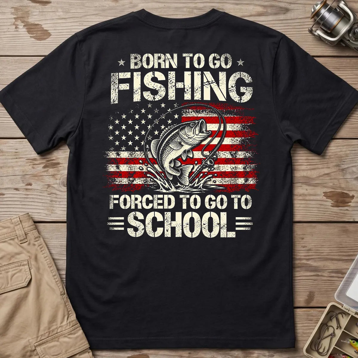 Born to Go Fishing T-Shirt in Black