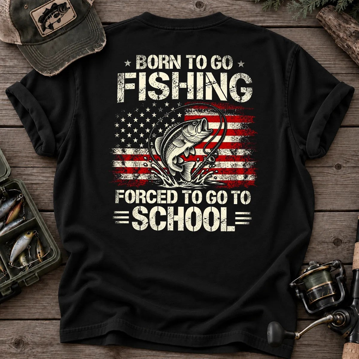 Born to Go Fishing T-Shirt in Black