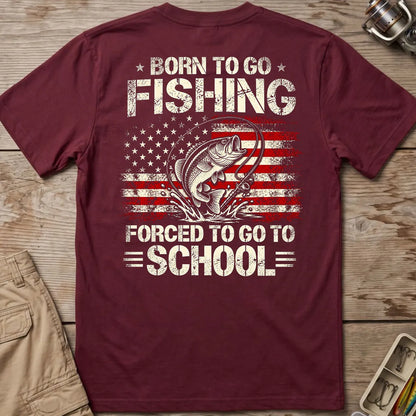 Born to Go Fishing T-Shirt in Maroon