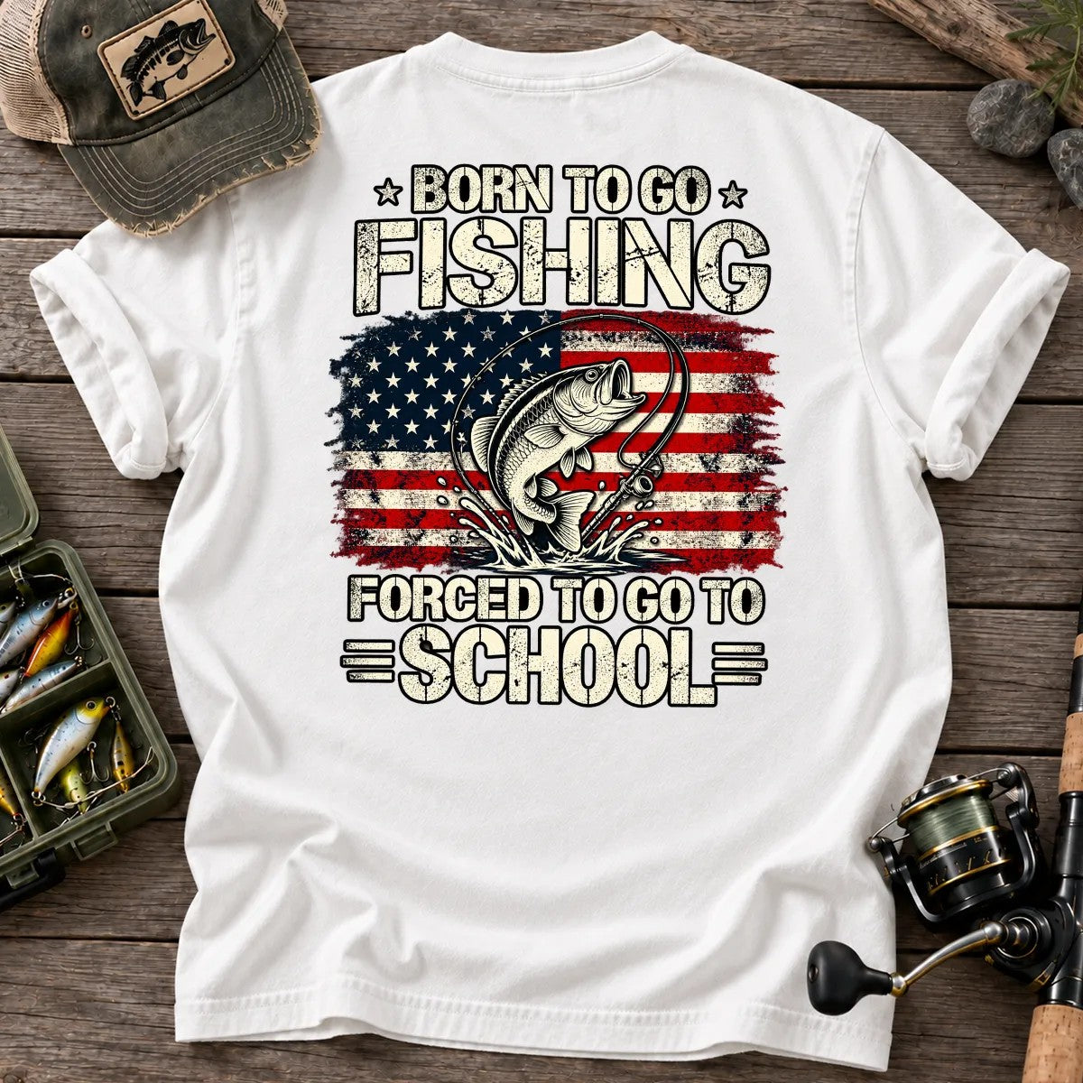 Born to Go Fishing T-Shirt in White