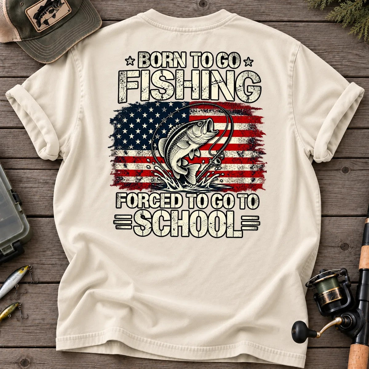 Born to Go Fishing T-Shirt in Ivory