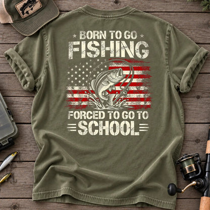Born to Go Fishing T-Shirt in Moss
