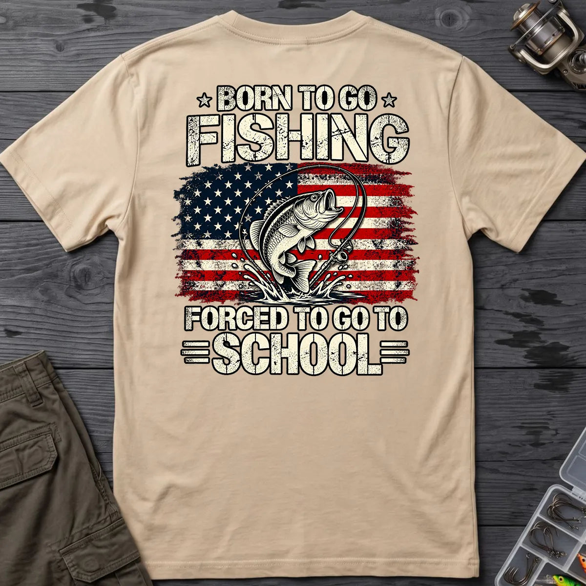 Born to Go Fishing T-Shirt in Sand