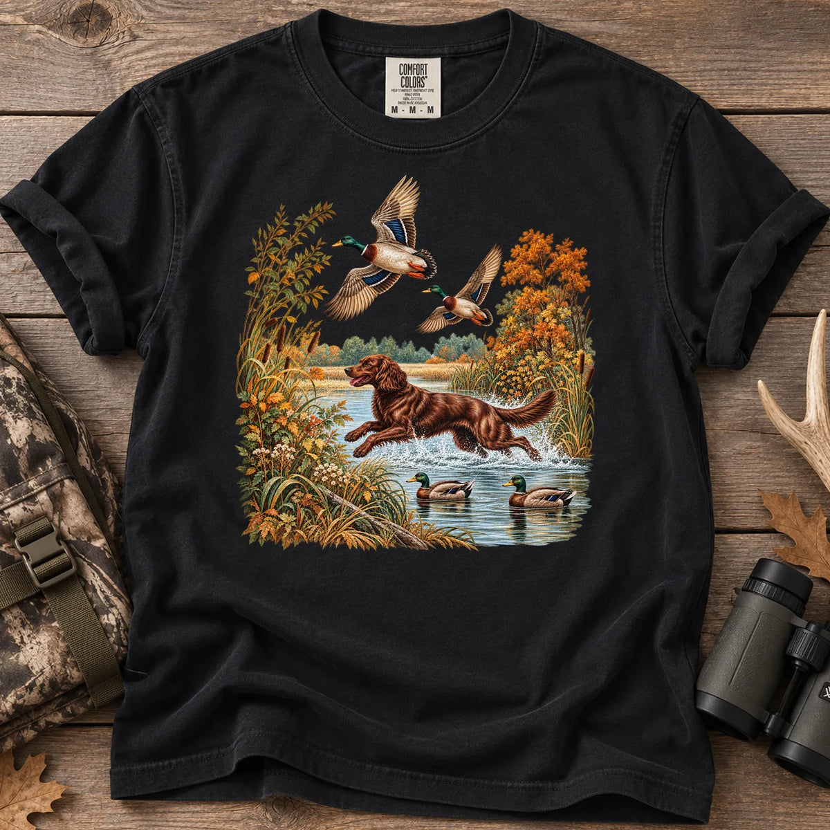 Boykin Spaniel Duck Hunting T-Shirt in Black