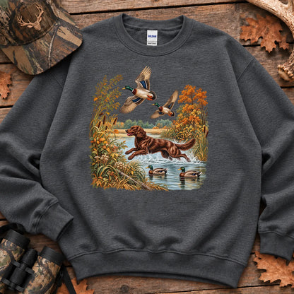Boykin Spaniel Retrieving Mallards Sweatshirt in Dark Heather