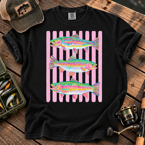 Bright Rainbow Trout T-Shirt in Black