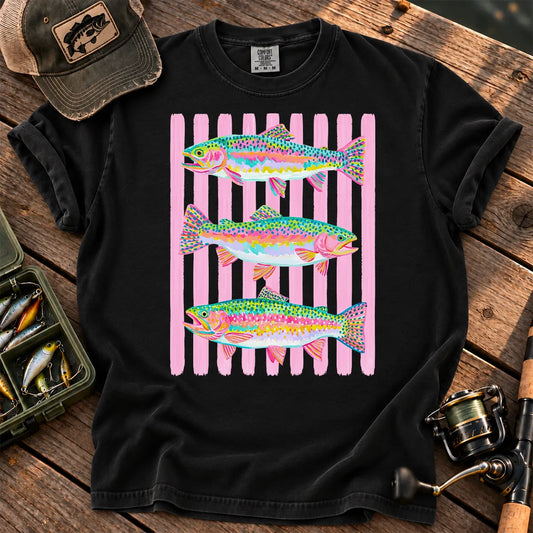 Bright Rainbow Trout T-Shirt in Black