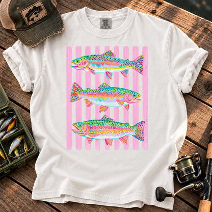 Bright Rainbow Trout T-Shirt in White
