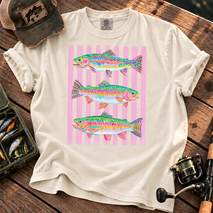Bright Rainbow Trout T-Shirt in Ivory