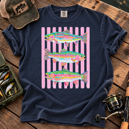 Bright Rainbow Trout T-Shirt in True Navy