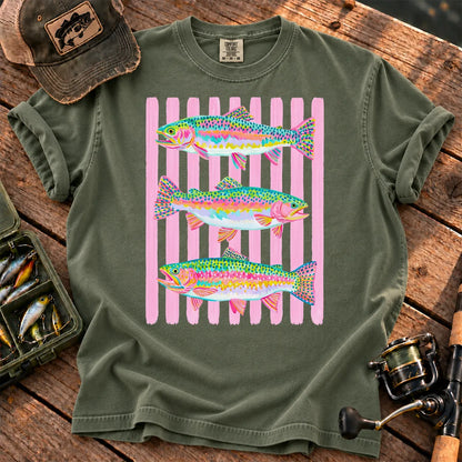 Bright Rainbow Trout T-Shirt in Moss