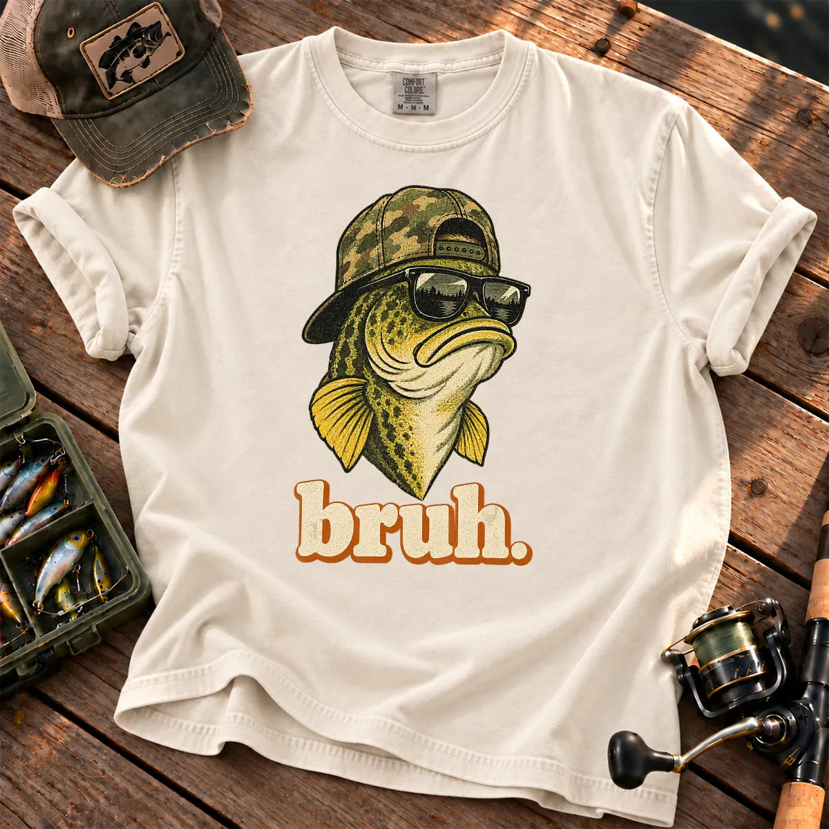 Bruh Bass Fishing T-Shirt in Ivory