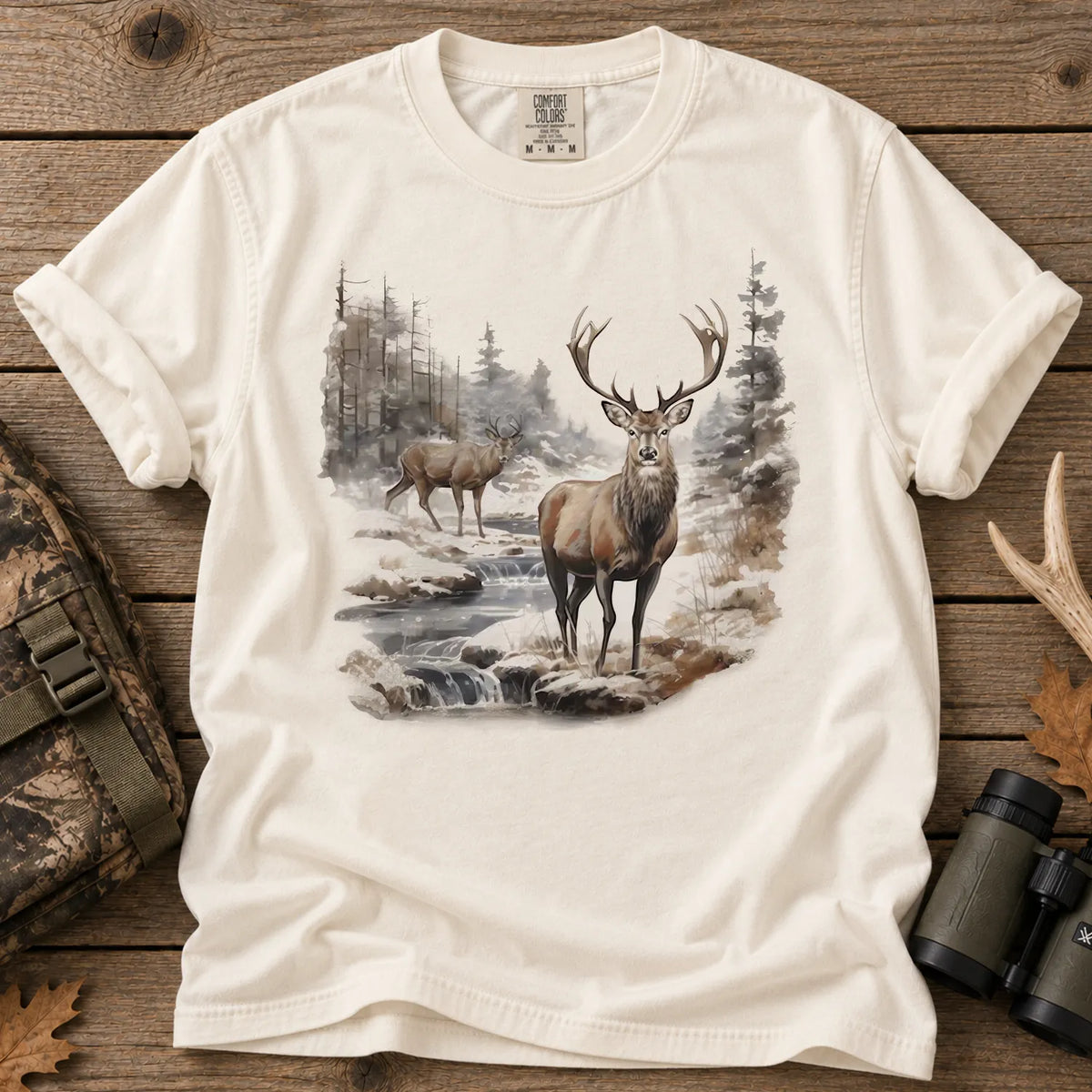 Buck and Doe Wilderness T-Shirt in Ivory