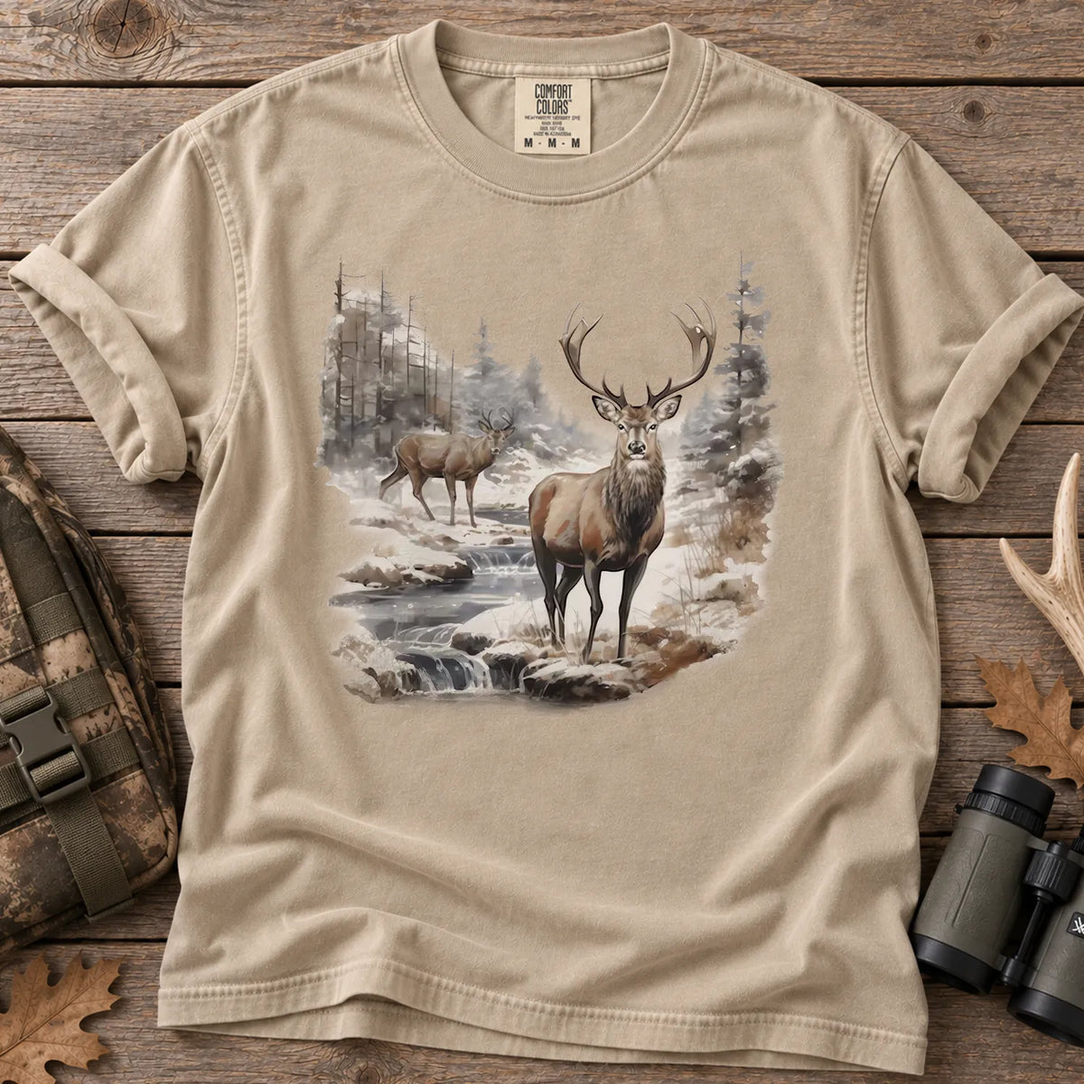 Buck and Doe Wilderness T-Shirt in Sandstone
