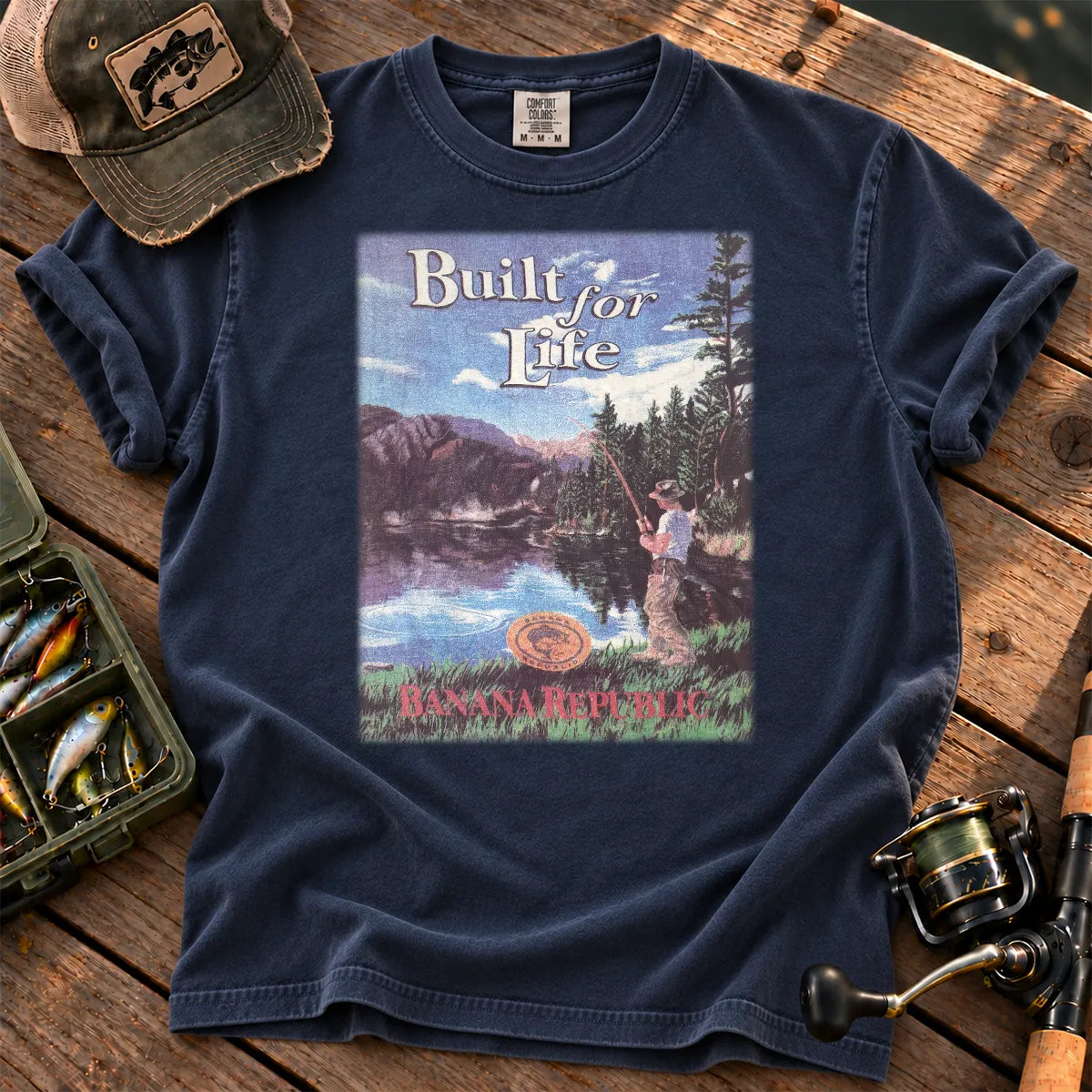 Built for Life Fishing T-Shirt in True Navy
