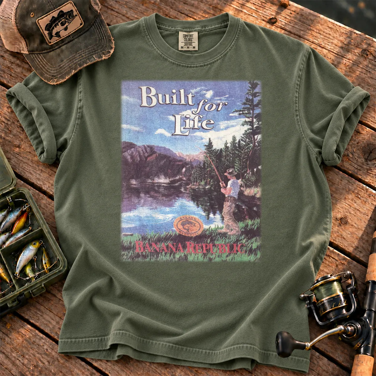 Built for Life Fishing T-Shirt in Moss