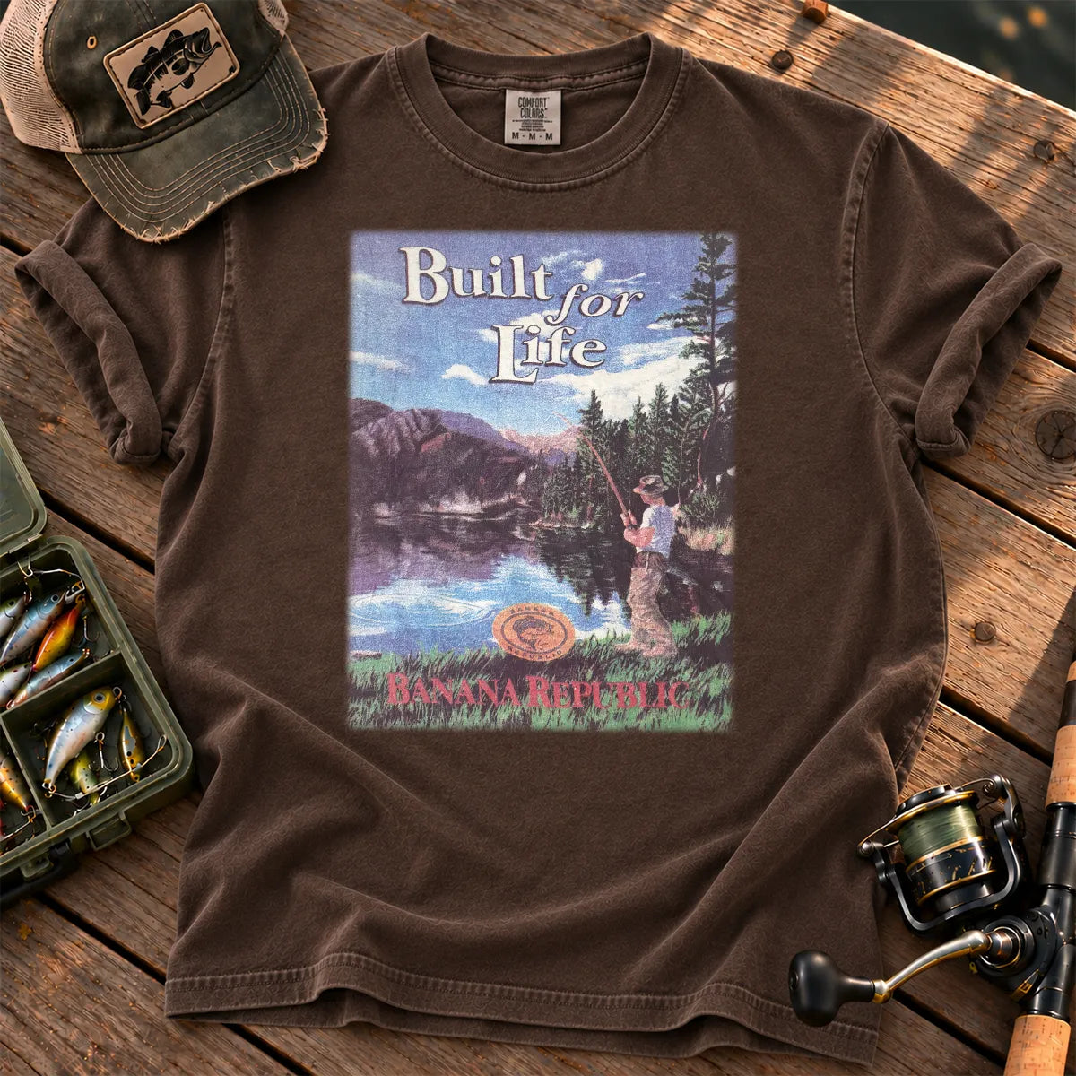 Built for Life Fishing T-Shirt in Espresso