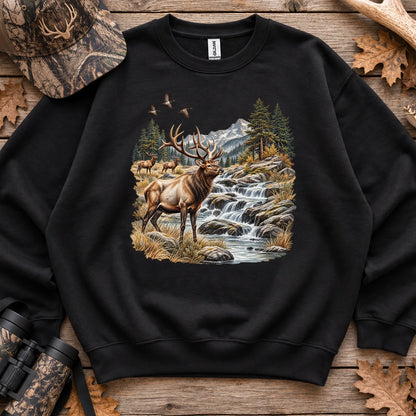 Bull Elk Waterfall Sweatshirt in Black