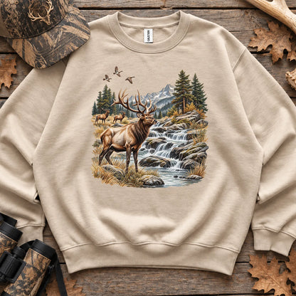 Bull Elk Waterfall Sweatshirt in Sand