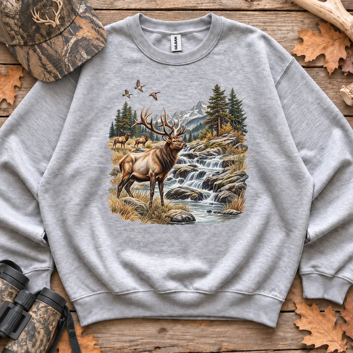 Bull Elk Waterfall Sweatshirt in Sport Grey
