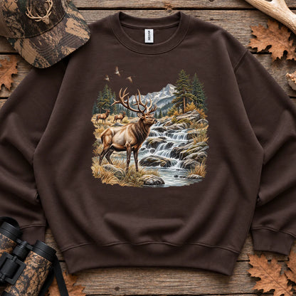 Bull Elk Waterfall Sweatshirt in Dark Chocolate