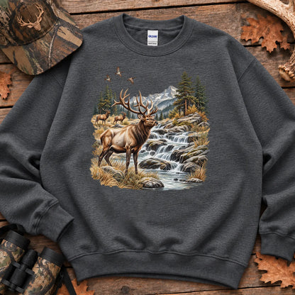 Bull Elk Waterfall Sweatshirt in Dark Heather