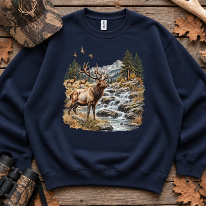 Bull Elk Waterfall Sweatshirt in Navy