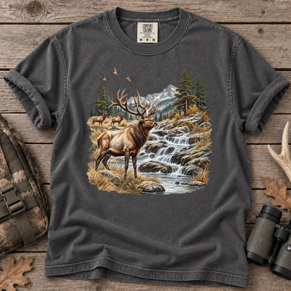 Bull Elk Waterfall T-Shirt in Pepper
