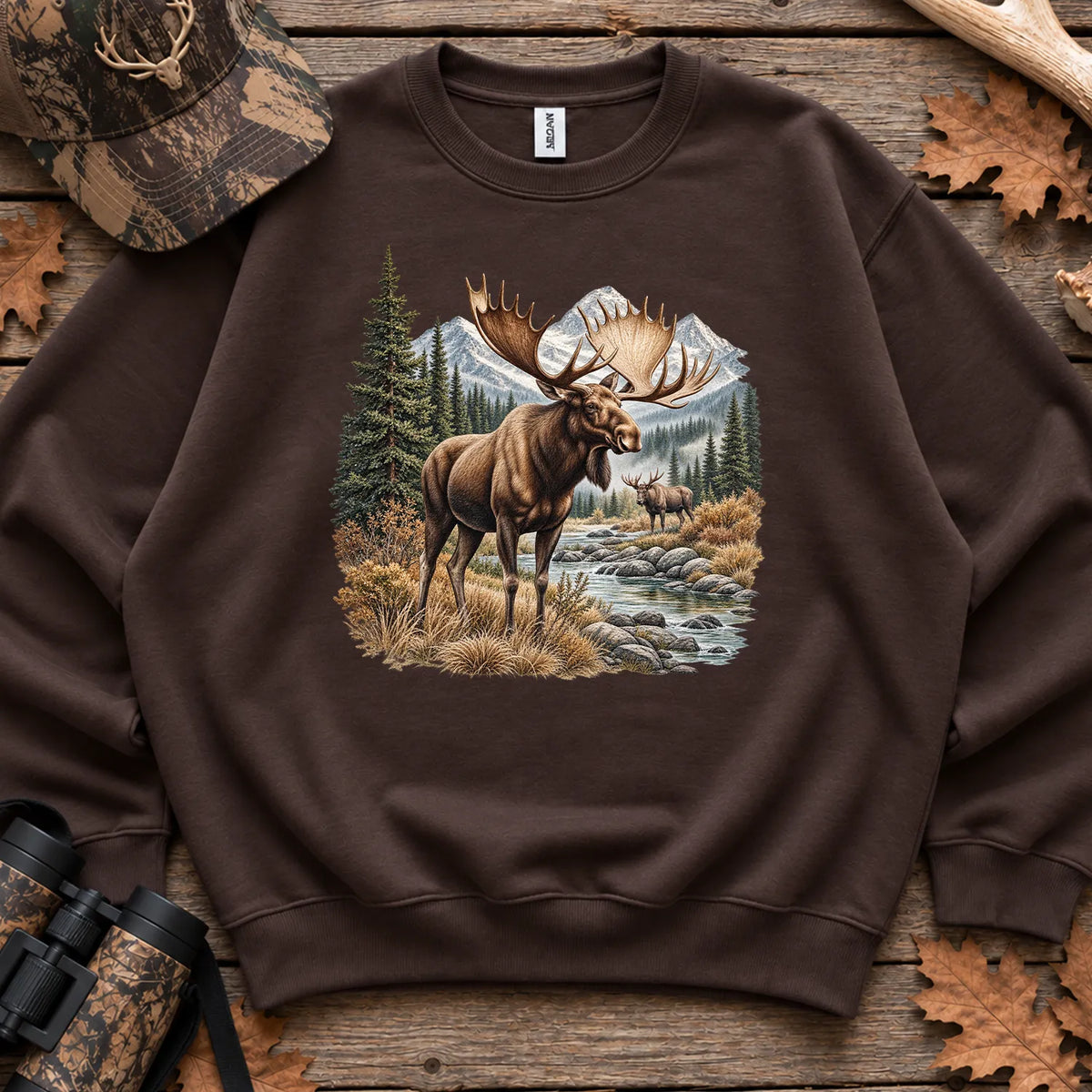 Bull Moose River Sweatshirt in Dark Chocolate