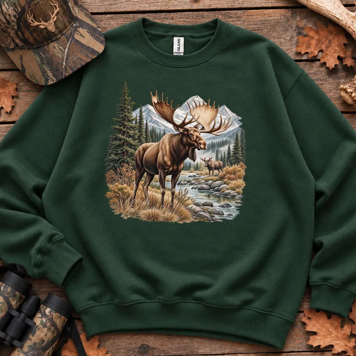 Bull Moose River Sweatshirt in Forest Green
