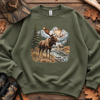 Bull Moose River Sweatshirt in Military Green