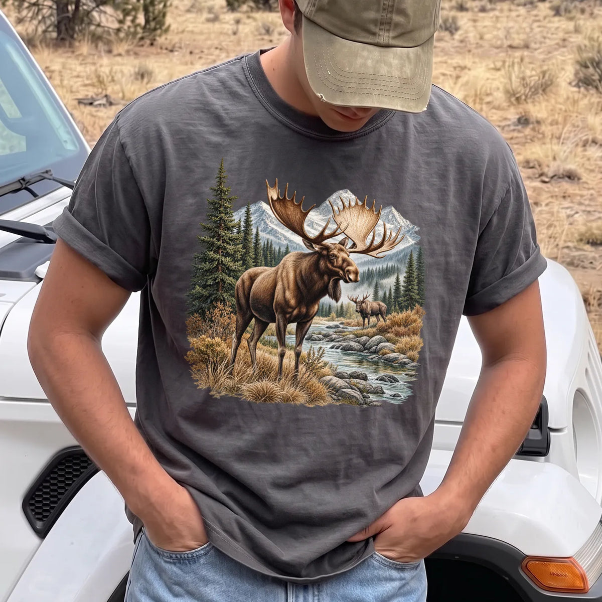 Bull Moose Wilderness T-Shirt Men model in Pepper
