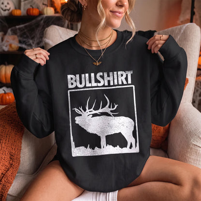 Bullshirt Elk Humor Sweatshirt Women model in Black