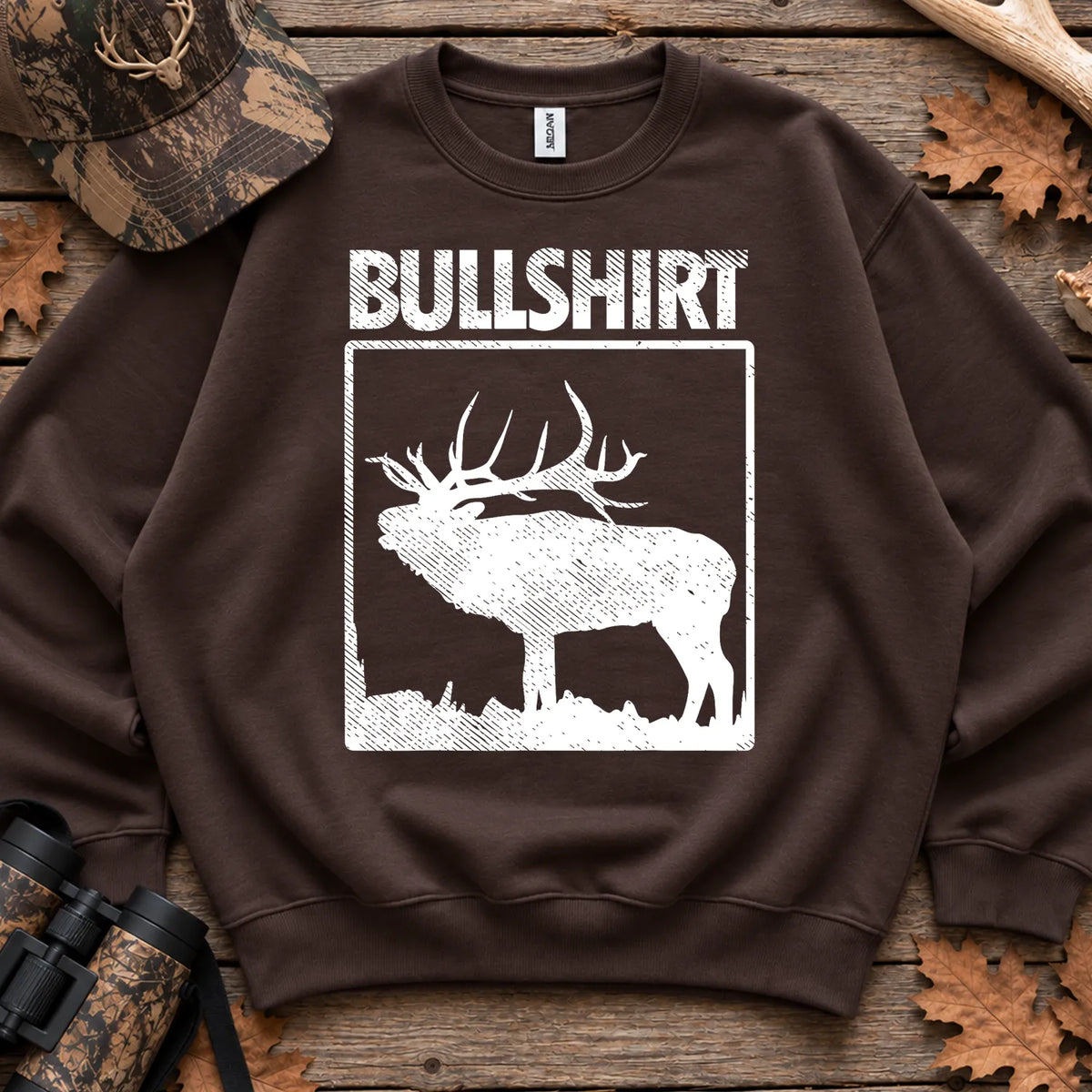 Bullshirt Elk Humor Sweatshirt in Dark Chocolate