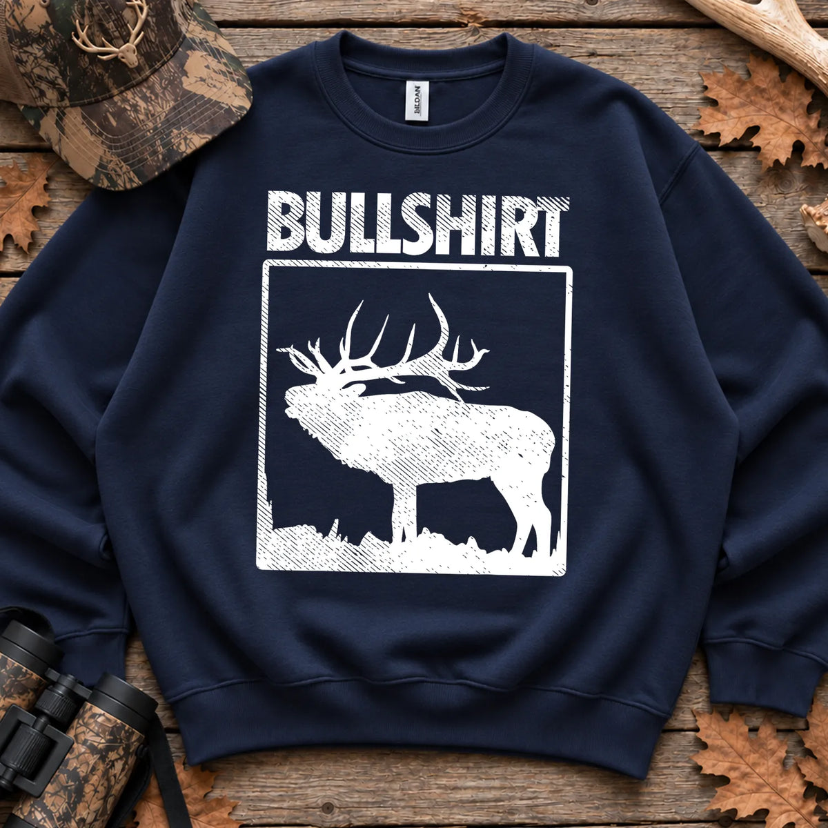 Bullshirt Elk Humor Sweatshirt in Navy