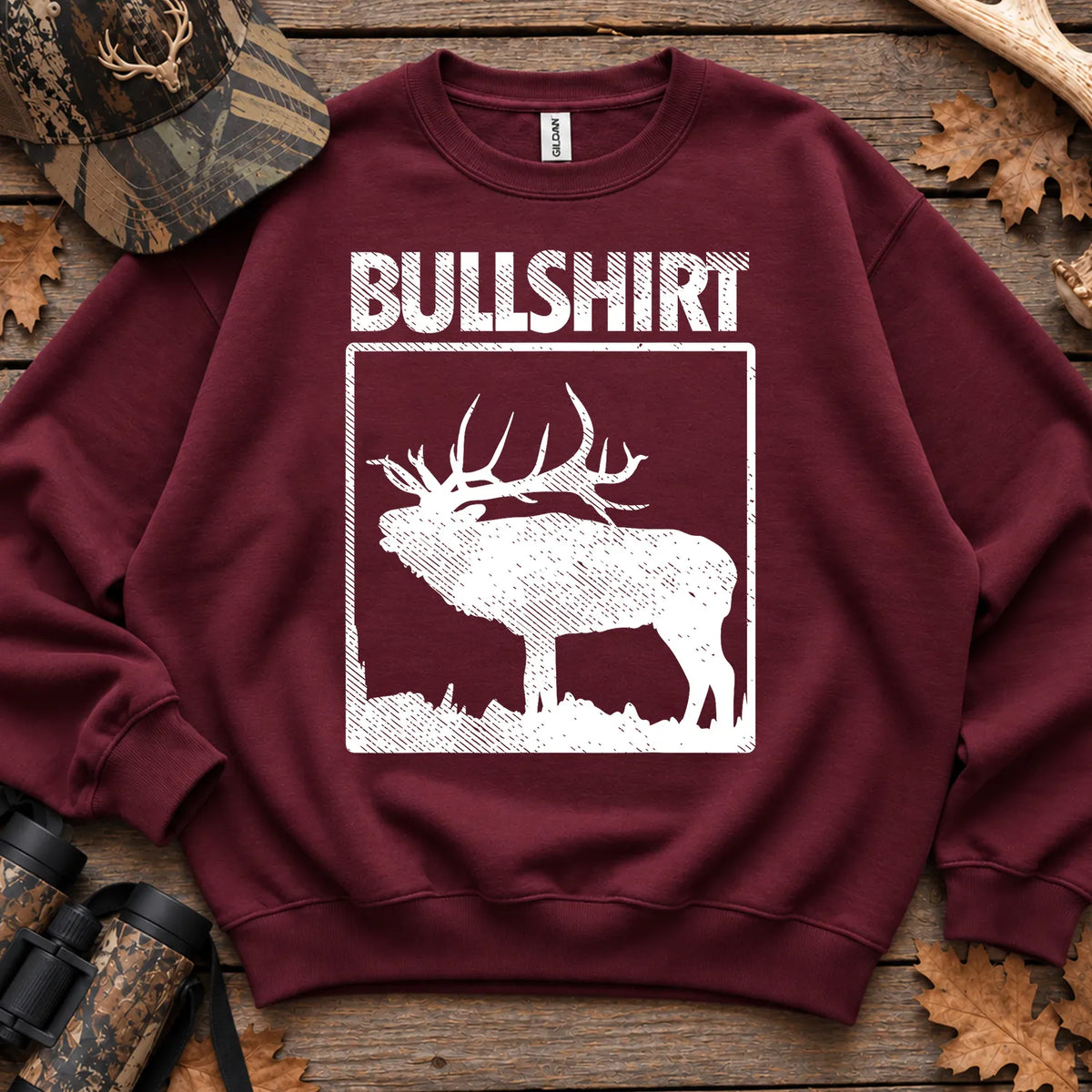 Bullshirt Elk Humor Sweatshirt in Maroon