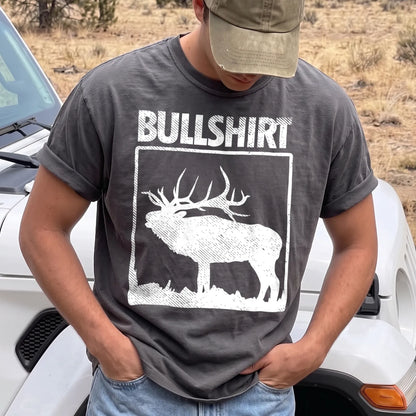 Bullshirt Elk Hunting T-Shirt Men model in Pepper