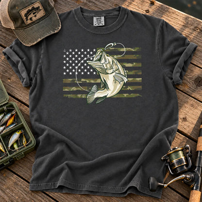 Camo American Flag Bass T-Shirt in Pepper