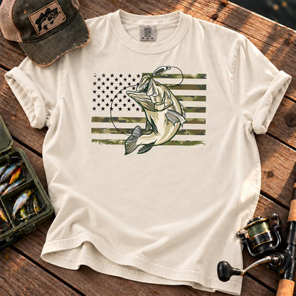 Camo American Flag Bass T-Shirt in Ivory