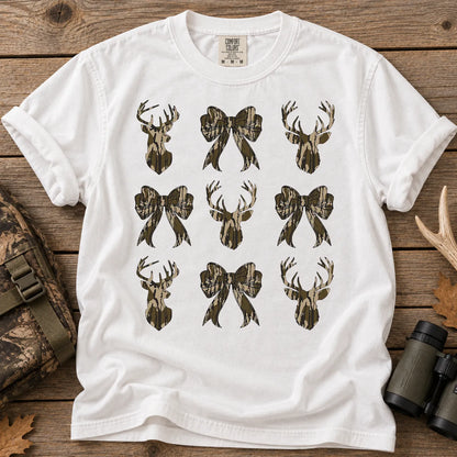 Camo Bow Deer Hunt T-Shirt in White