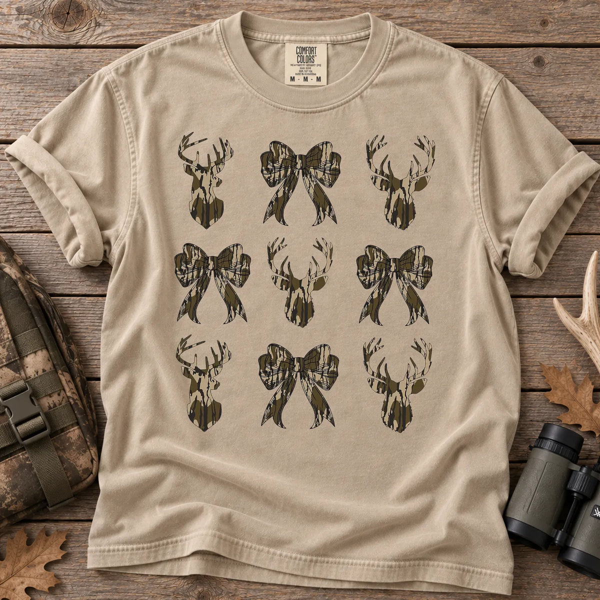 Camo Bow Deer Hunt T-Shirt in Sandstone