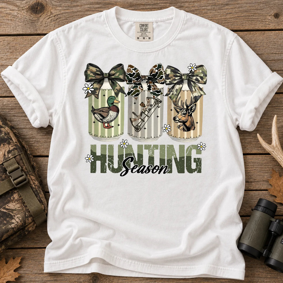 Camo Bow Hunting Season T-Shirt in White