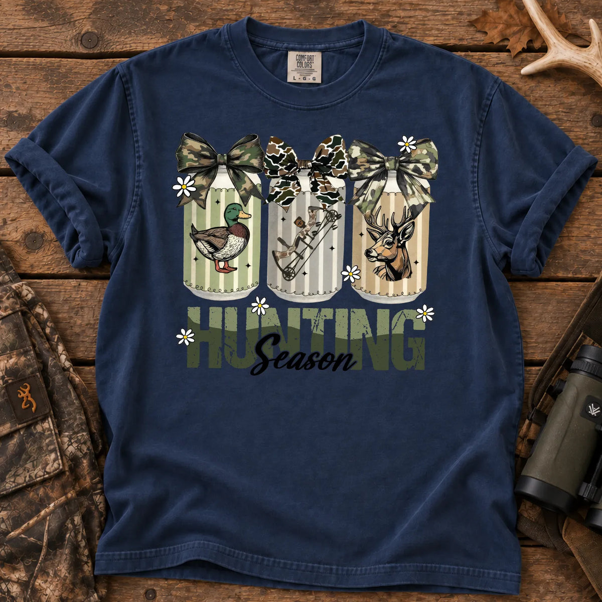Camo Bow Hunting Season T-Shirt in True Navy