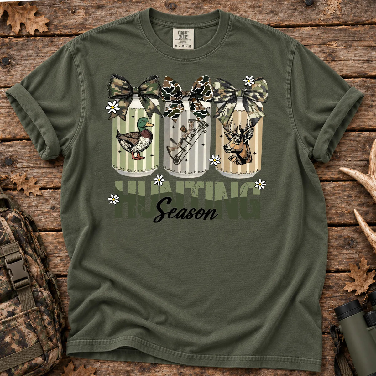 Camo Bow Hunting Season T-Shirt in Moss