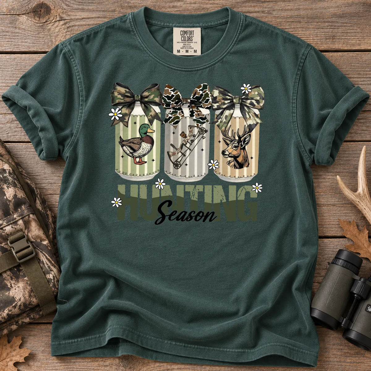 Camo Bow Hunting Season T-Shirt in Blue Spruce