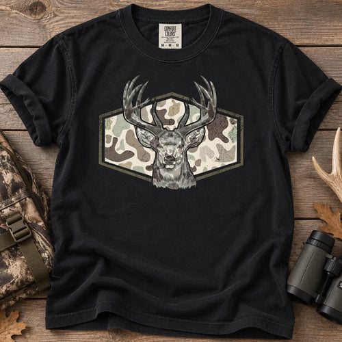 Camo Buck Hunting T-Shirt in Black