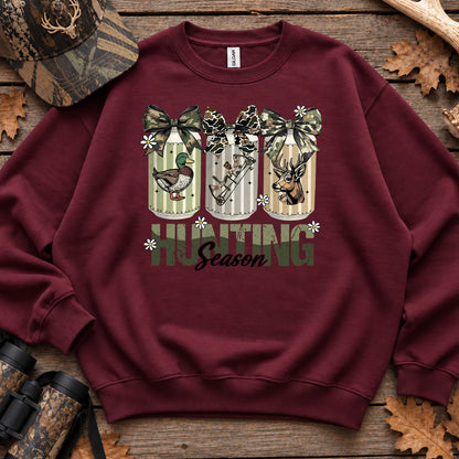 Camo Coquette Hunting Season Bow Sweatshirt in Maroon