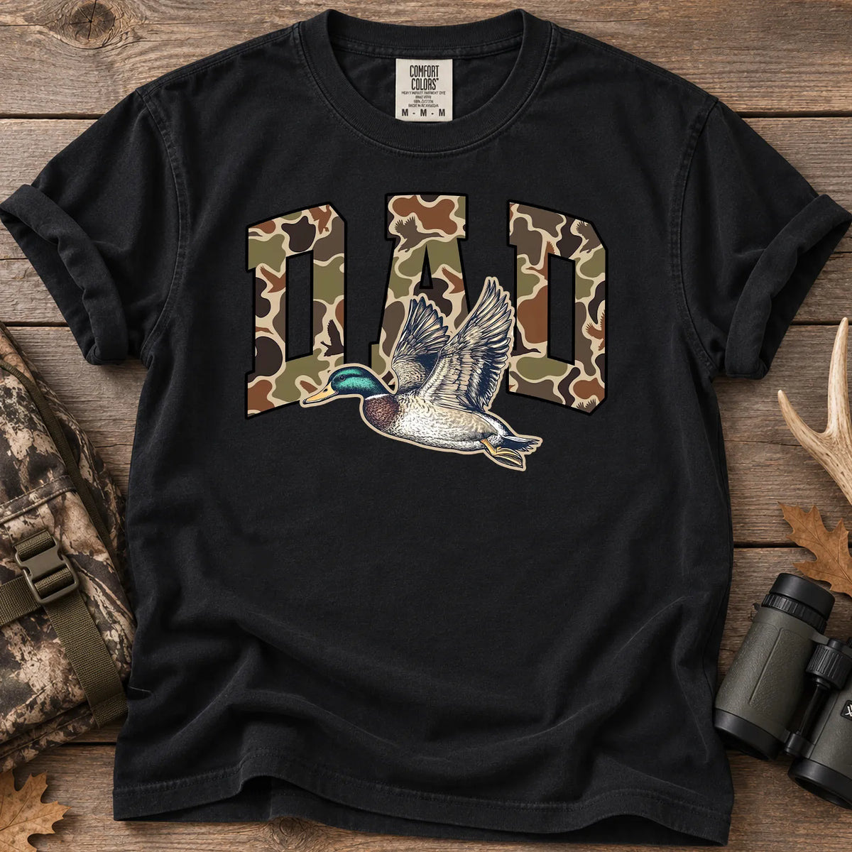 Camo Dad Mallard T-Shirt in Black